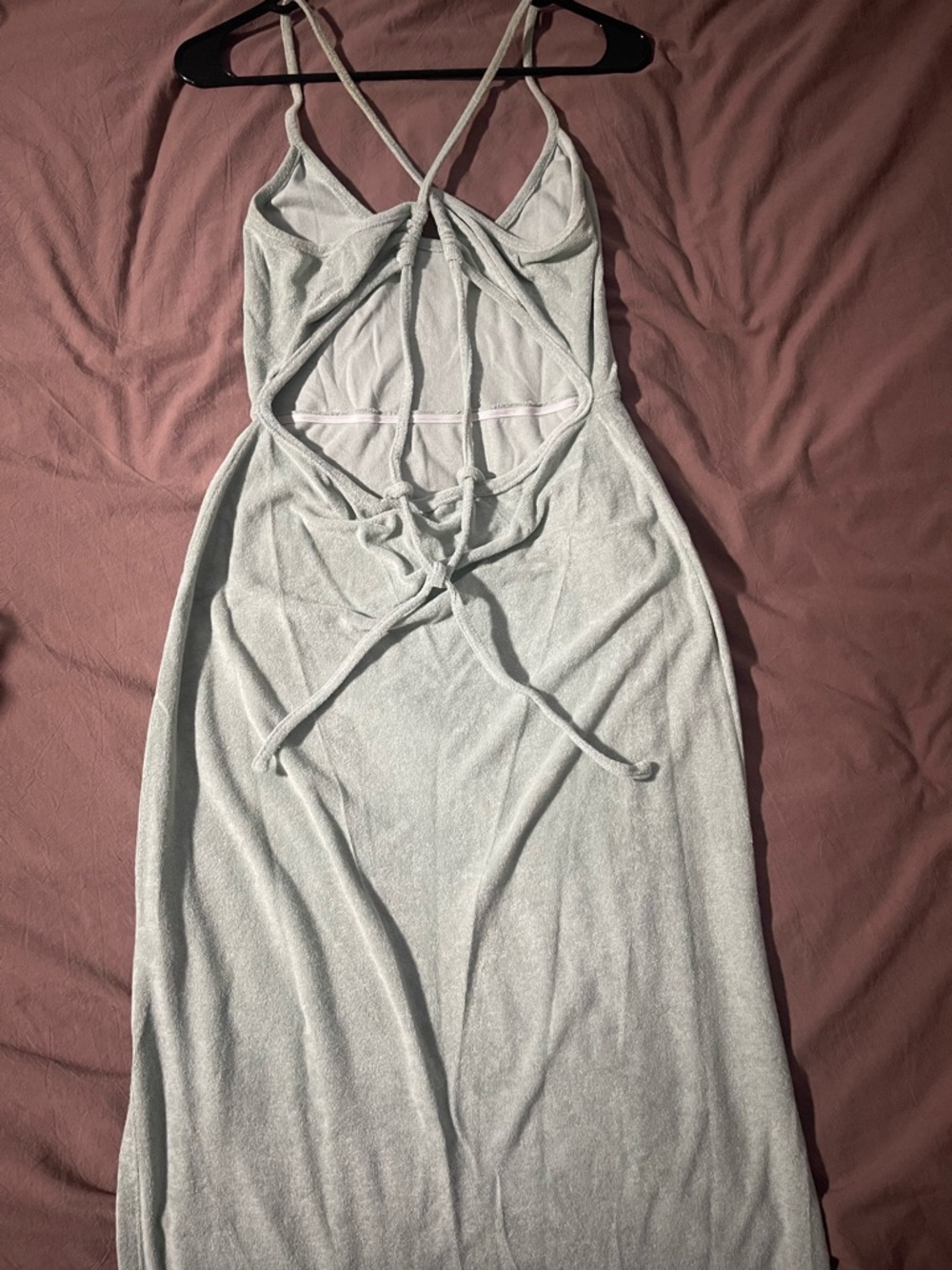 Wayf’98 Mint Green Strappy Back Terry Cloth Tank Body Con Midi Dress - Picture 6 of 8